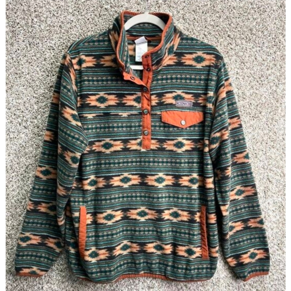 Cinch Women's Southwestern Aztec Polar Fleece 1/2 Snap Pullover XL